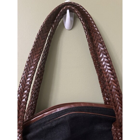 De Vecchi Hamilton Hodge Large Shoulder Bag Woven Leather Handles‎ Made In Italy - Picture 3 of 16